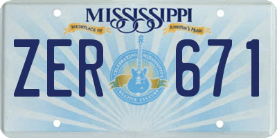 MS license plate ZER671