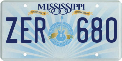 MS license plate ZER680