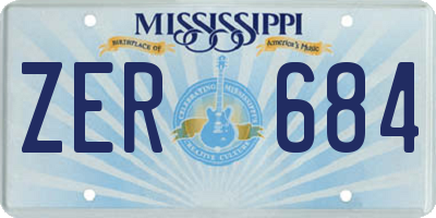 MS license plate ZER684