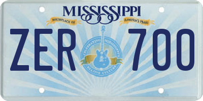 MS license plate ZER700