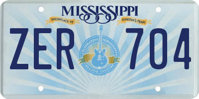 MS license plate ZER704