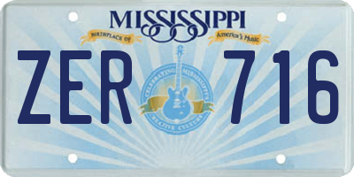 MS license plate ZER716
