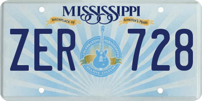 MS license plate ZER728