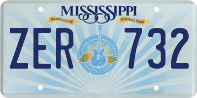 MS license plate ZER732