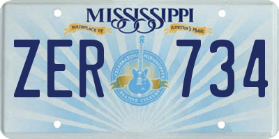 MS license plate ZER734