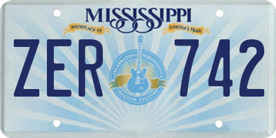 MS license plate ZER742