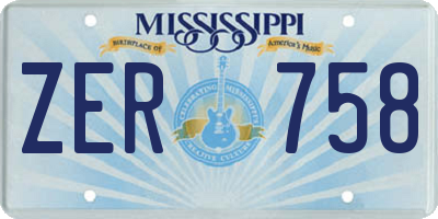 MS license plate ZER758