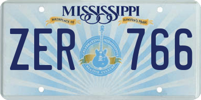 MS license plate ZER766