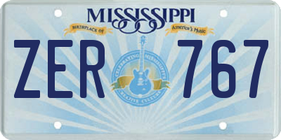 MS license plate ZER767