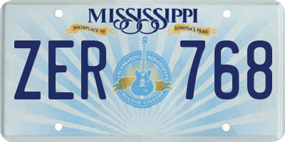 MS license plate ZER768