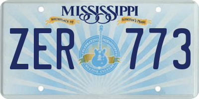 MS license plate ZER773