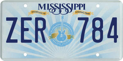 MS license plate ZER784