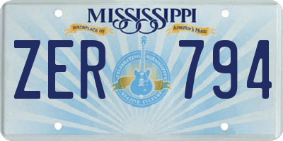 MS license plate ZER794