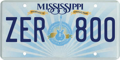 MS license plate ZER800