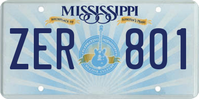 MS license plate ZER801