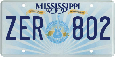 MS license plate ZER802