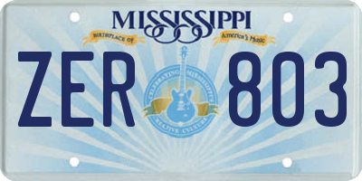 MS license plate ZER803