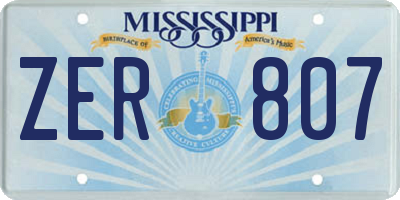 MS license plate ZER807