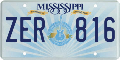 MS license plate ZER816