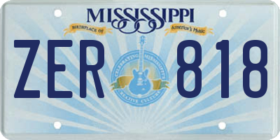 MS license plate ZER818