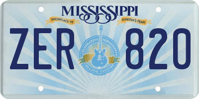 MS license plate ZER820