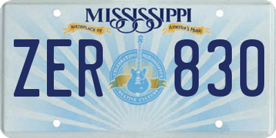 MS license plate ZER830