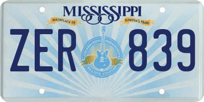 MS license plate ZER839