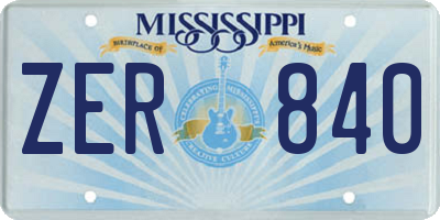 MS license plate ZER840