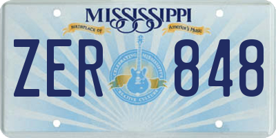 MS license plate ZER848