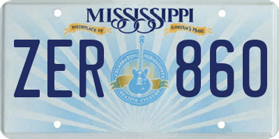 MS license plate ZER860