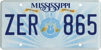 MS license plate ZER865