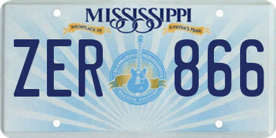 MS license plate ZER866