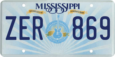 MS license plate ZER869