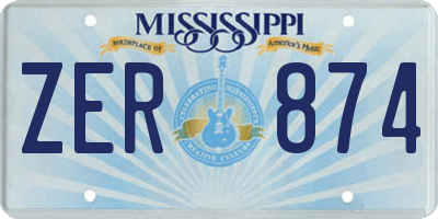 MS license plate ZER874