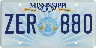 MS license plate ZER880