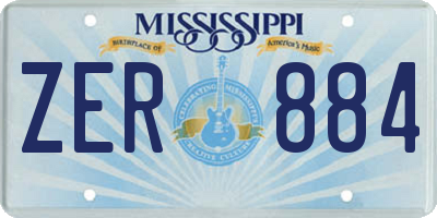 MS license plate ZER884