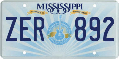 MS license plate ZER892