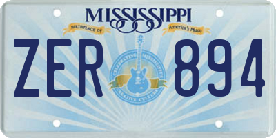 MS license plate ZER894