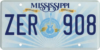 MS license plate ZER908