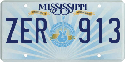 MS license plate ZER913