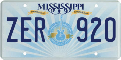 MS license plate ZER920