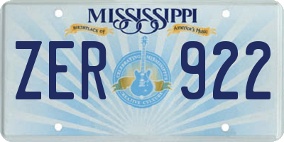 MS license plate ZER922