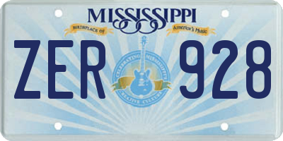 MS license plate ZER928