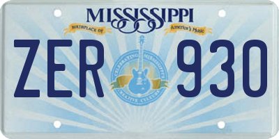 MS license plate ZER930