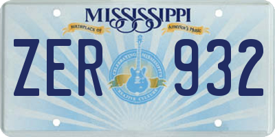 MS license plate ZER932