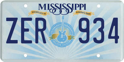 MS license plate ZER934