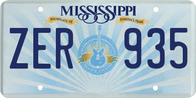 MS license plate ZER935
