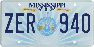 MS license plate ZER940