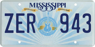 MS license plate ZER943