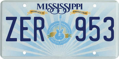 MS license plate ZER953